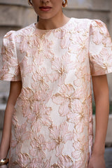 Choklate Paris Jacquard-Kleid mit Blumenmuster Rosa - A-Linien-Kleid