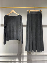 Choklate Paris leichtes Langarm-Strickshirt Grau mit Struktur