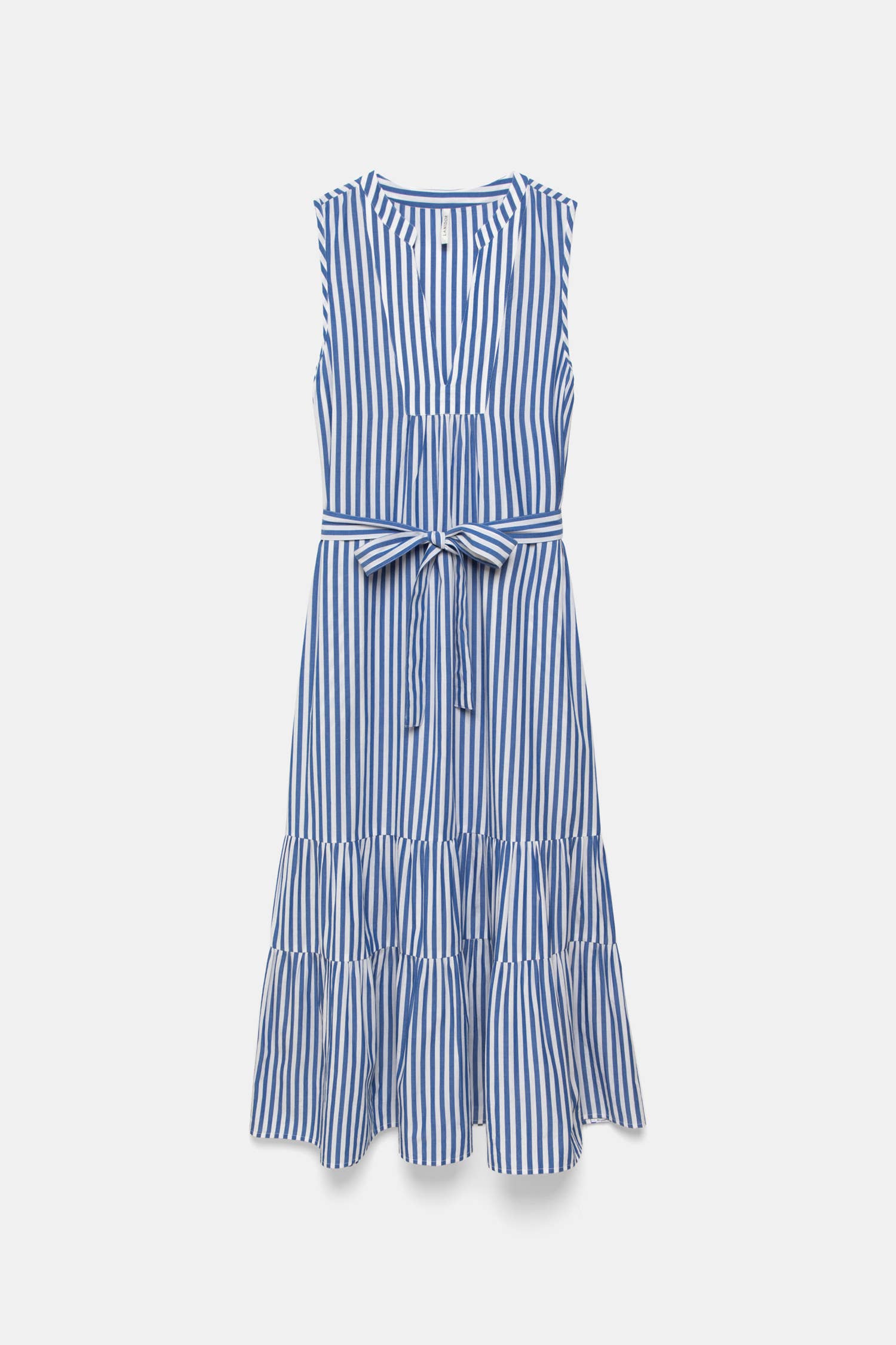 Lanidor Midikleid Blau Weiß Gestreift mit Bindegürtel
