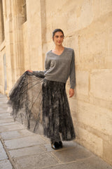Choklate Paris Ambre Tüllrock mit Toile-de-Jouy-Print Schwarz-Grau