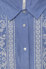 Lanidor Besticktes Hemd gerader Schnitt - Hellblau