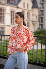 Choklate Paris Zarte Sommerbluse "Saint Tropez" Seiden-Viskosemix Rot