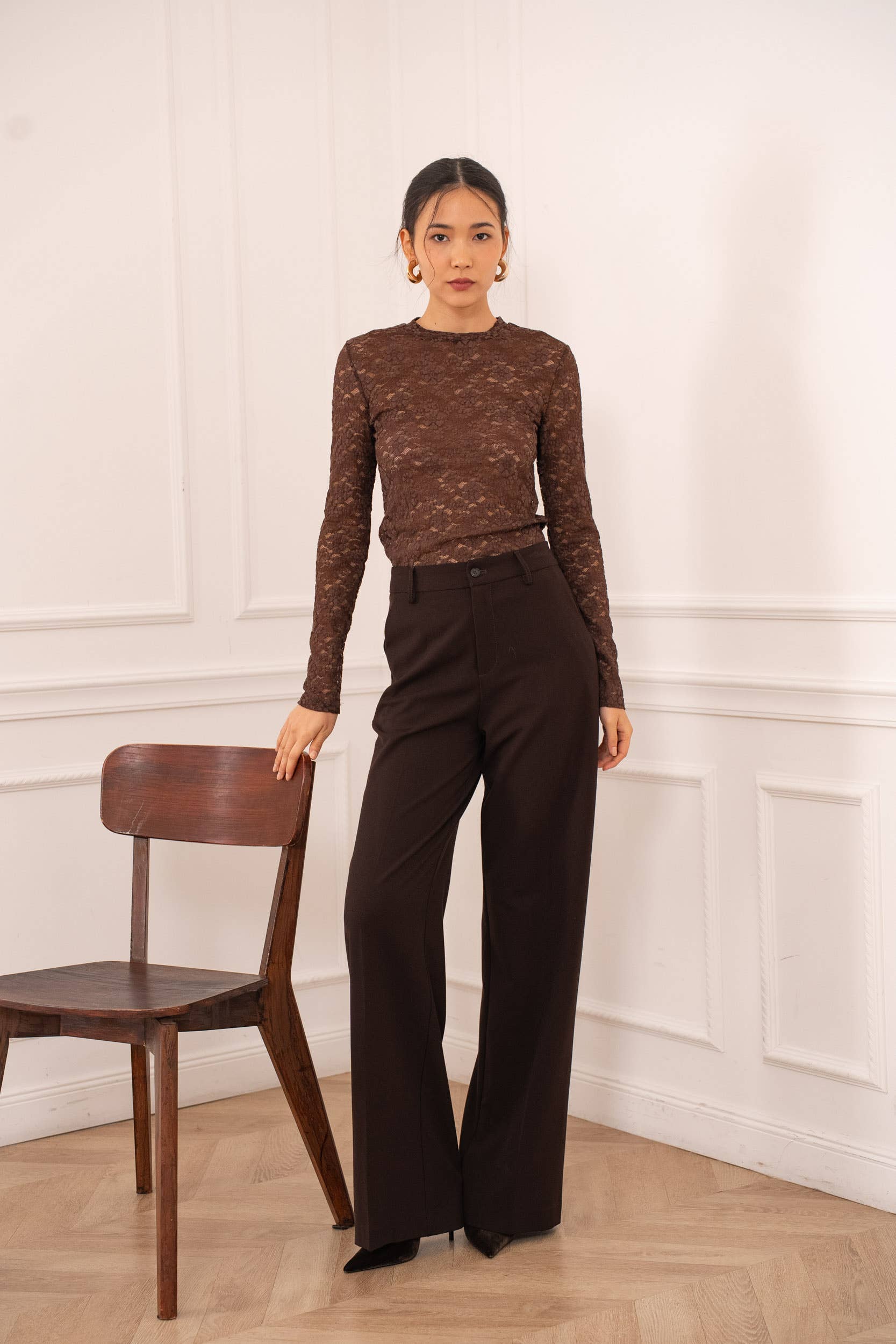 Strukturiertes Top Maeve - CK08199: Choco / 2S-2M-2L