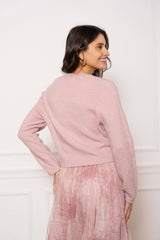 Choklate Paris Strickjacke Mila V-Ausschnitt Rosa Kurz