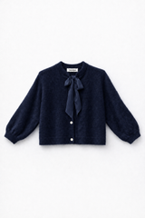 Flauschige Strickjacke mit Schluppen-Kragen: Puder