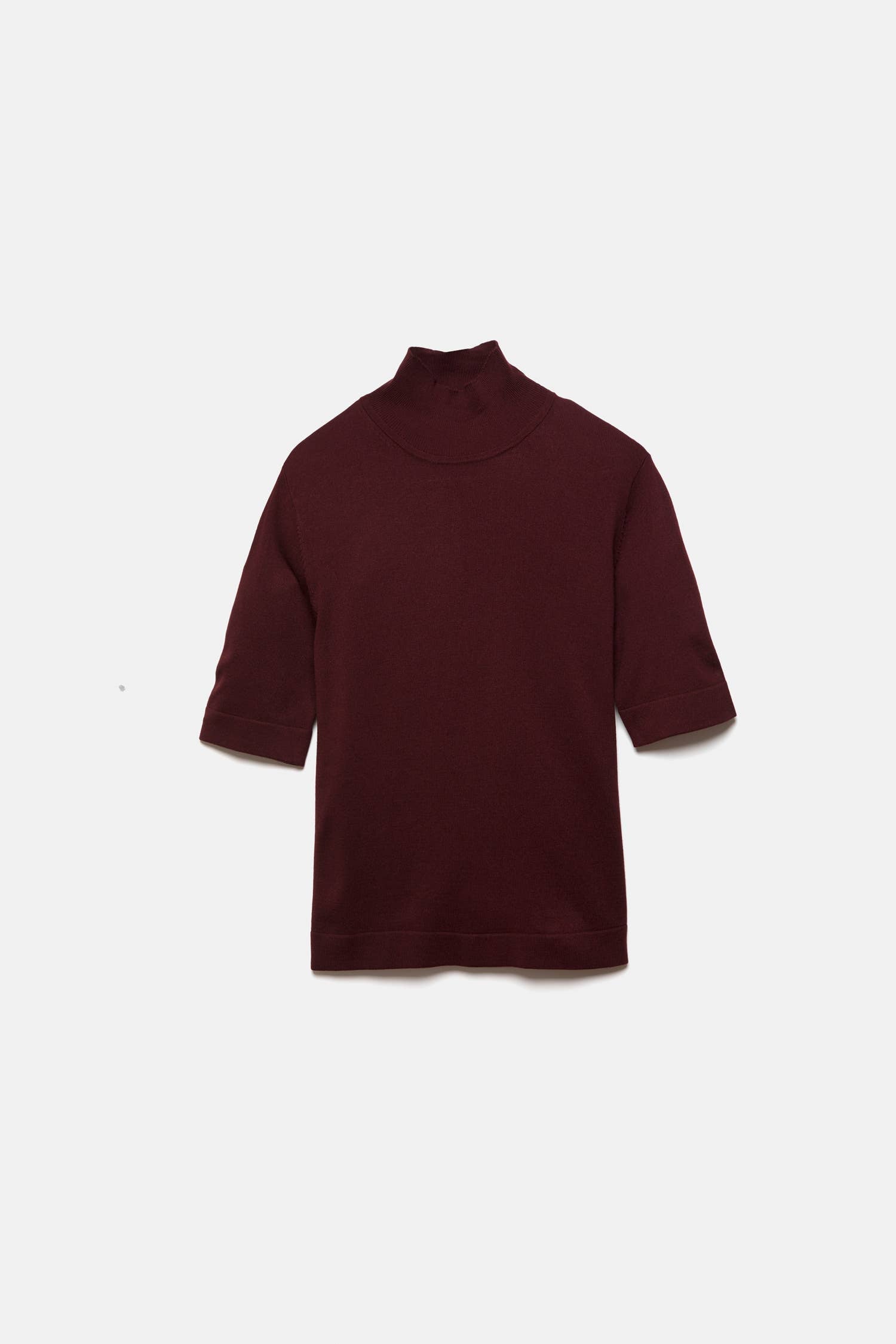 Lanidor - Feinstrick Pullover Turtle-Neck Bordeaux - Kurzarm