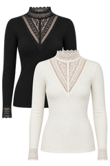 Freisteller beider Shirts, Schwarz hinten und Ecru vorne