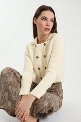 Susy Mix - Kurzer Cardigan - Doppelreiher - Beige
