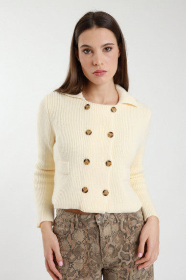 Susy Mix - Kurzer Cardigan - Doppelreiher - Beige