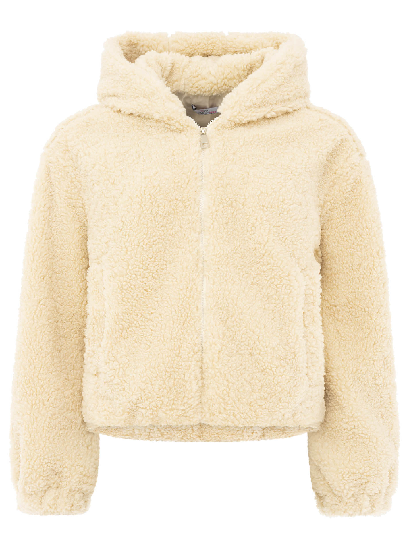 Zwillingsherz Teddy-Jacke mit Kapuze - Beige