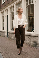 Ange Paris ADELAMY Top mit Spitze in Cremeweiß im Negligéstil