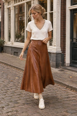 An’ge Paris langer Kunstlederrock JAMALA Camel