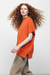 Lanidor Rollkragenpullover Orange - Mit Locken