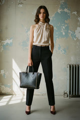 Lulumary Straight-Flare-Hose meliert Schwarz