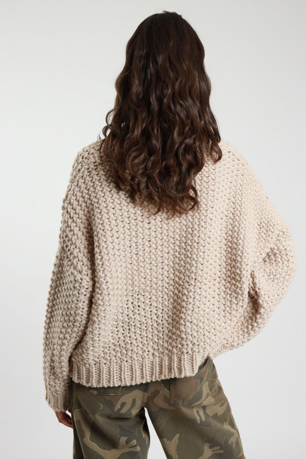 Susy Mix Chunky Cardigan mit großen Knöpfen - Creme