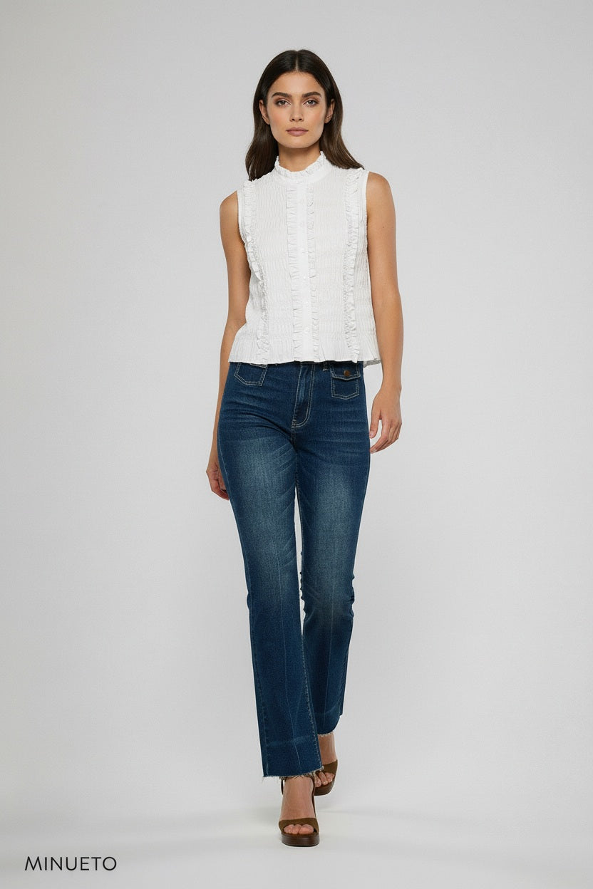 Ange Paris Bluse Sloane Weiß Baumwolle