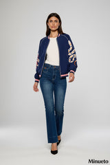 Minueto Jeans Medusa mit Stickerei Blau