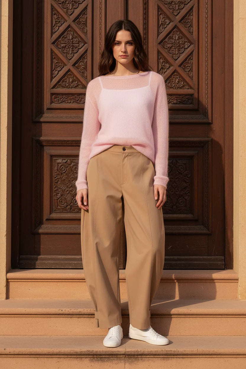 Attentif Paris Ballonhose mit Bindeband am Saum Camel