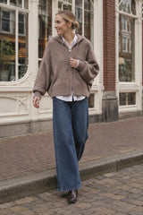 Tamba Kapuzen-Strickjacke mit Fledermausärmeln Shipwreck-Taupe