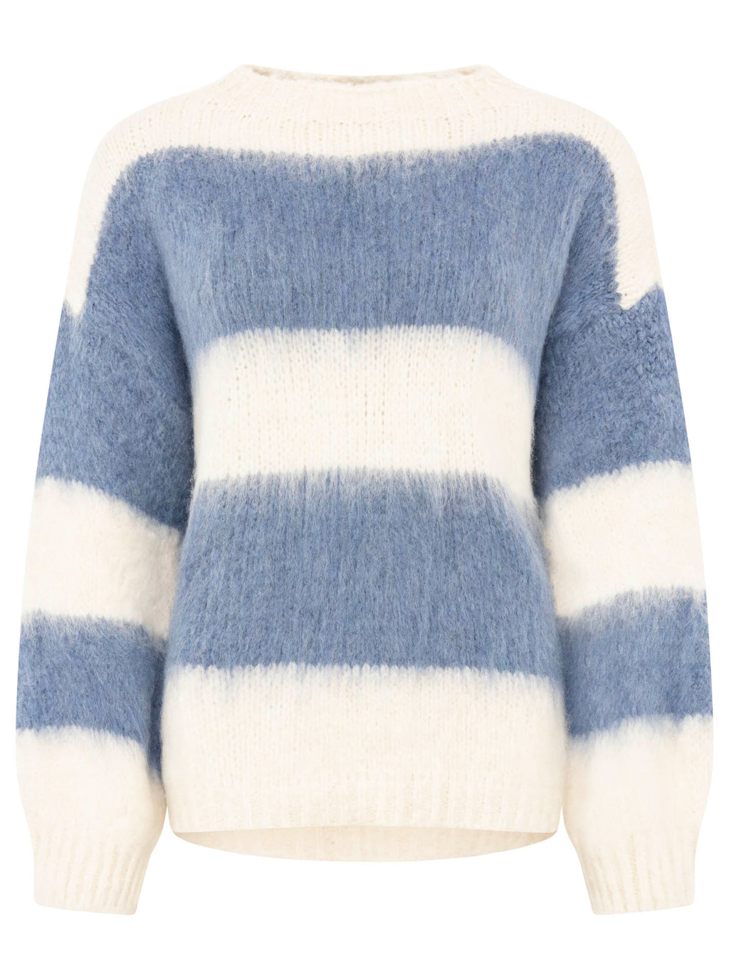 Zwillingsherz Kuschel-Pullover Jeans-Blau Creme