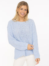 Zwillingsherz - Oversize Pullover Soft Knit in Hellblau - Kuschelig weich