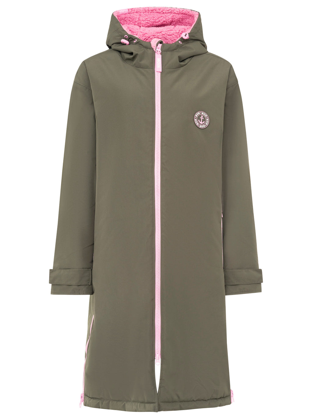 Oversize Windjacke "Surferjacke" in Khaki mit Teddyfutter von Zwillingsherz