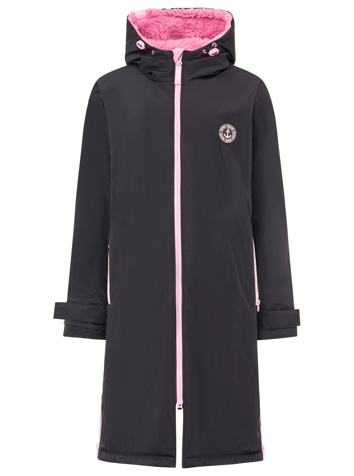 Oversize Windjacke "Surferjacke" in Schwarz mit Teddyfutter von Zwillingsherz