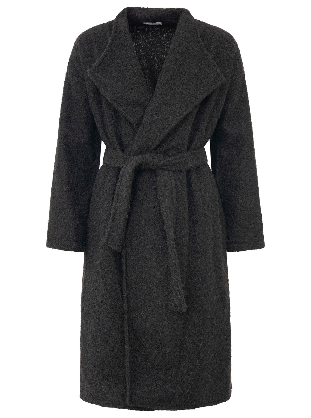Zwillingsherz Oversize Mantel mit Bindegürtel Schwarz