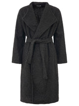 Zwillingsherz Oversize Mantel mit Bindegürtel Schwarz