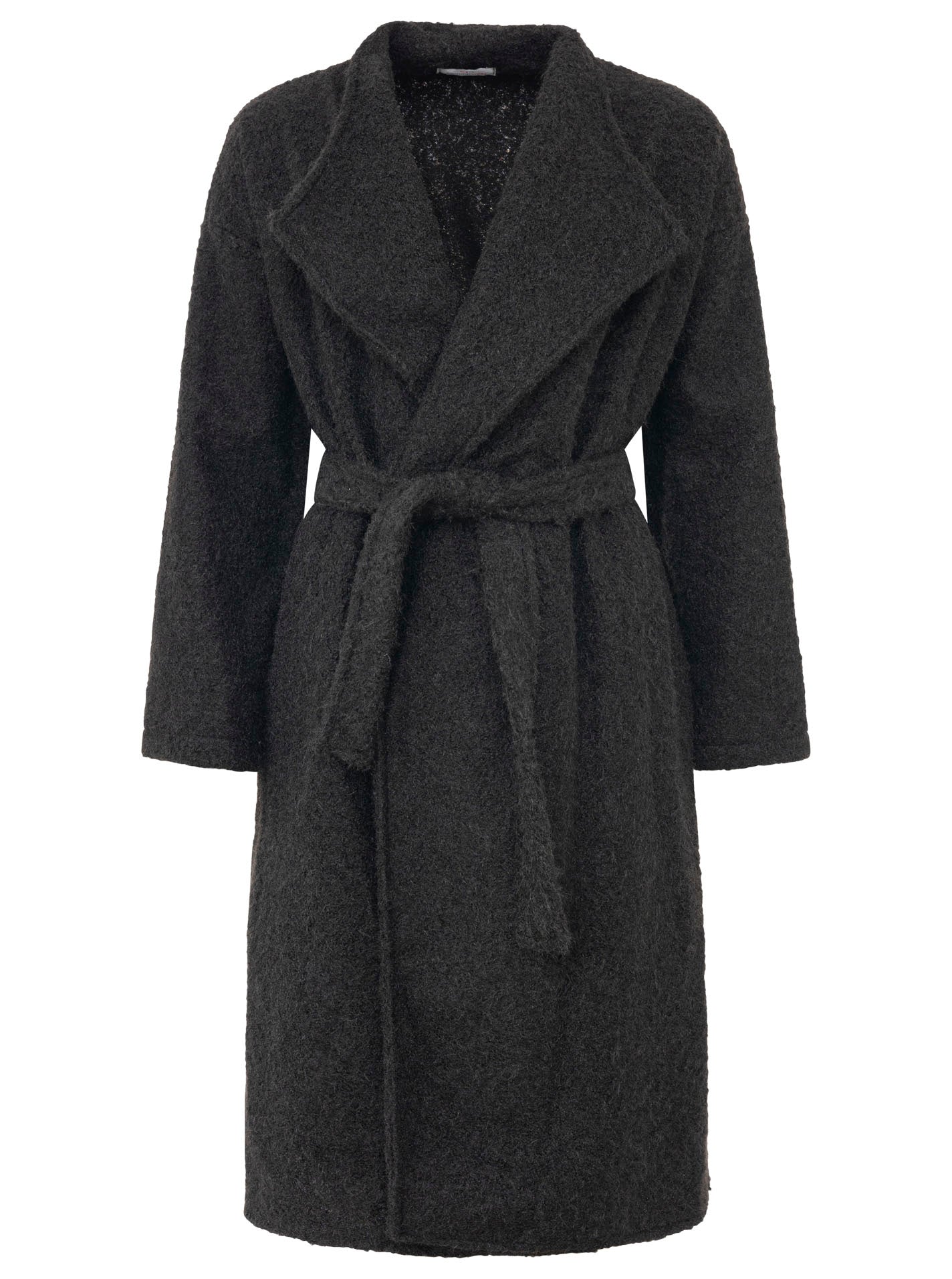 Zwillingsherz Oversize Mantel mit Bindegürtel Schwarz