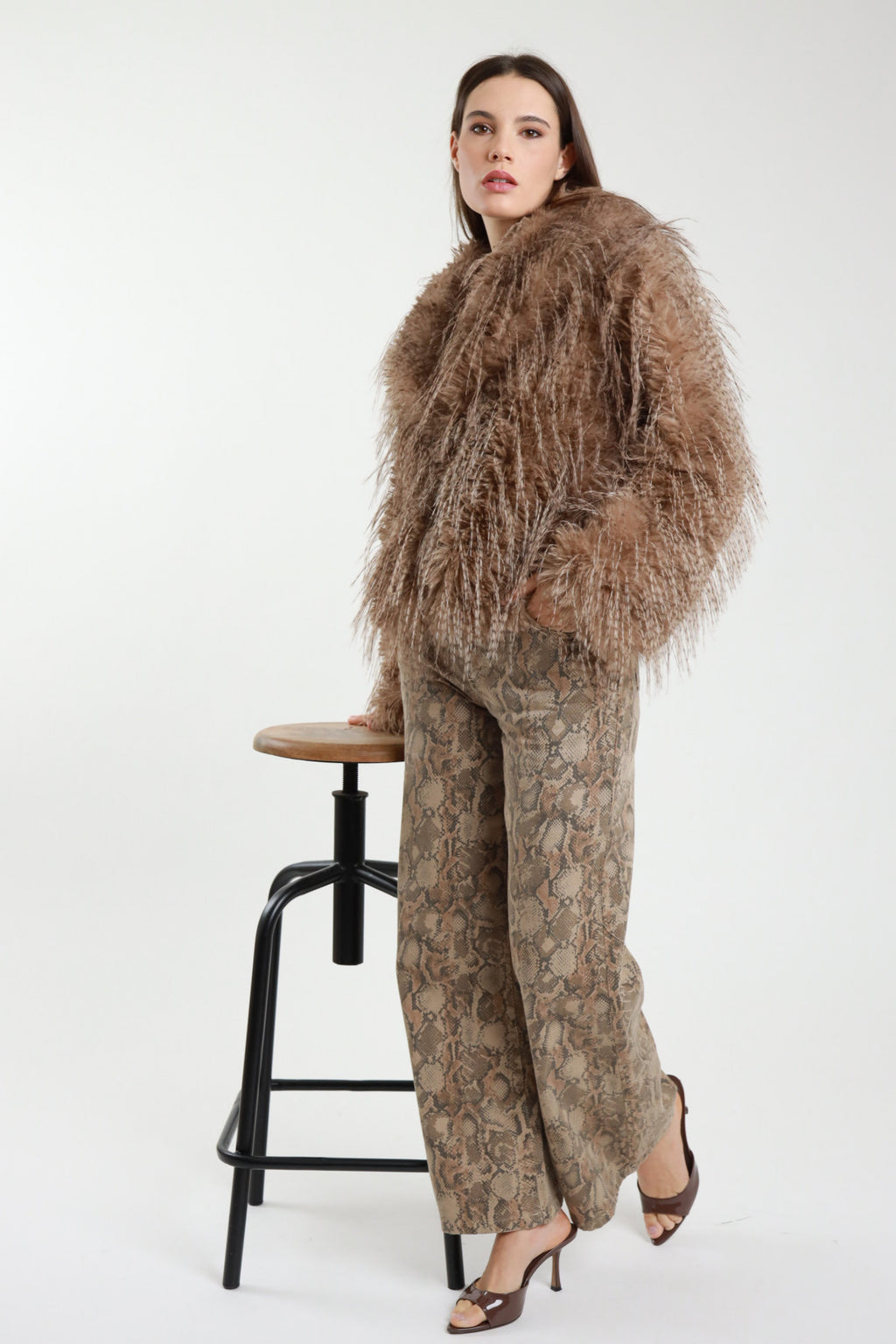 Susy Mix - Palazzo-Hose im Python-Print - Braun