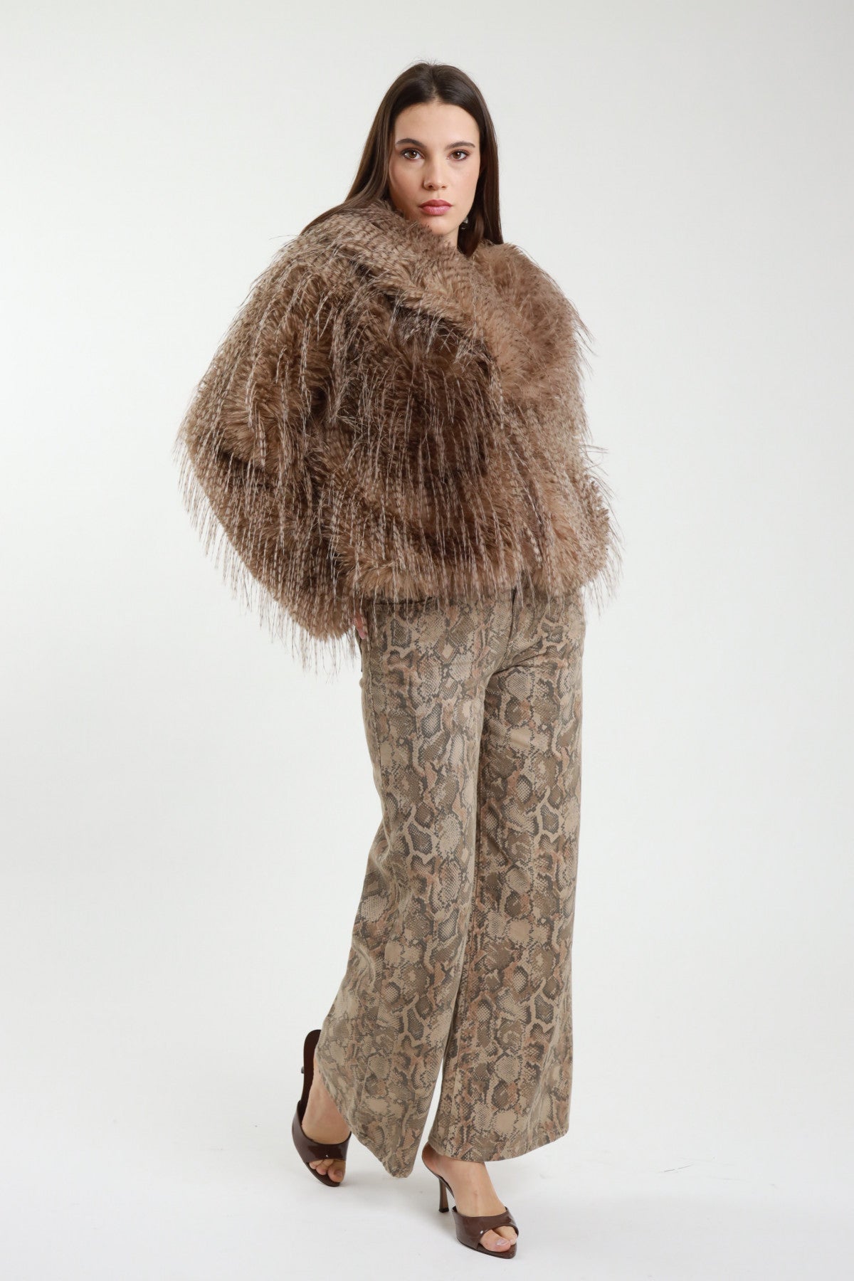 Susy Mix - Palazzo-Hose im Python-Print - Braun