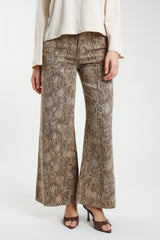 Susy Mix - Palazzo-Hose im Python-Print - Braun