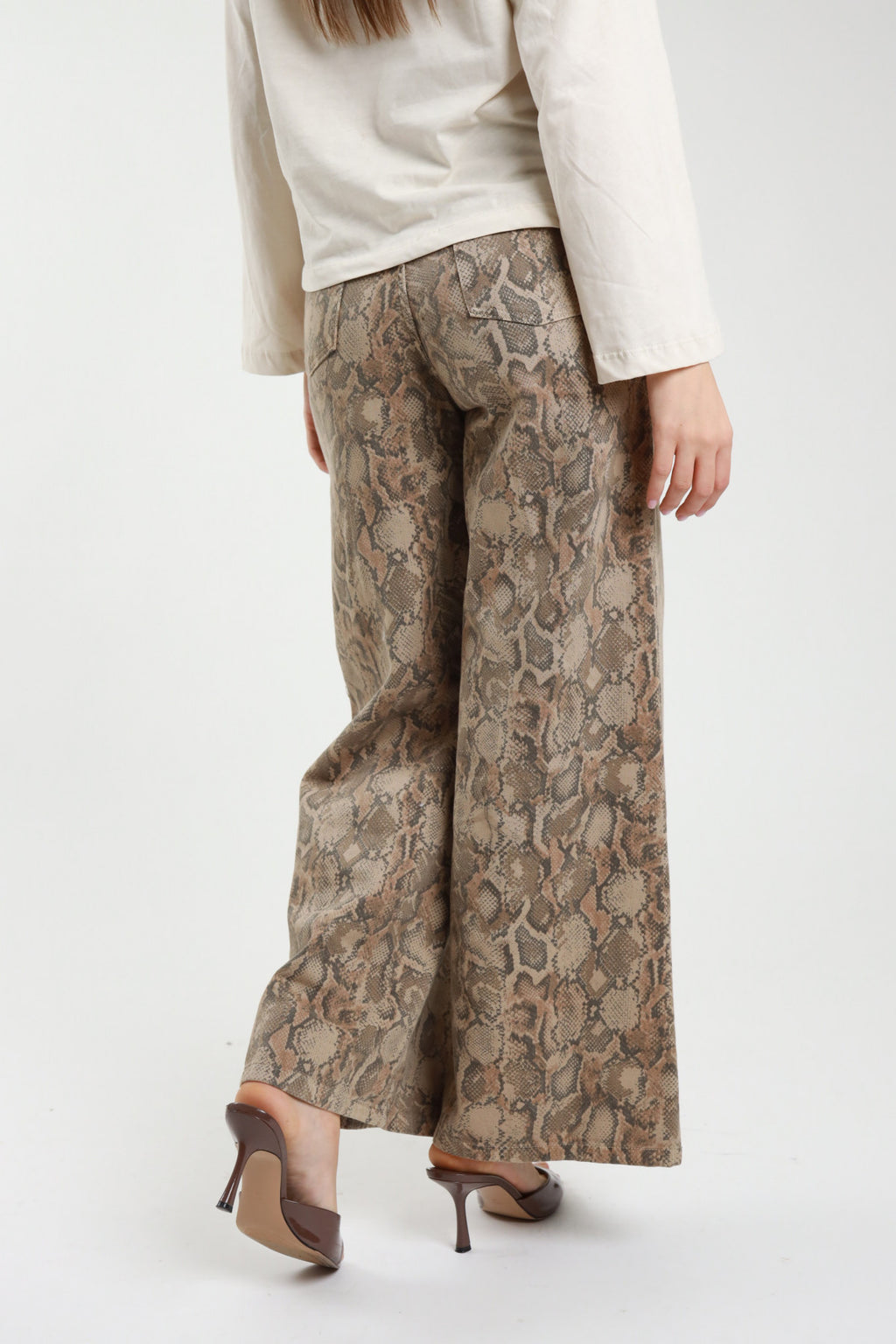 Susy Mix - Palazzo-Hose im Python-Print - Braun