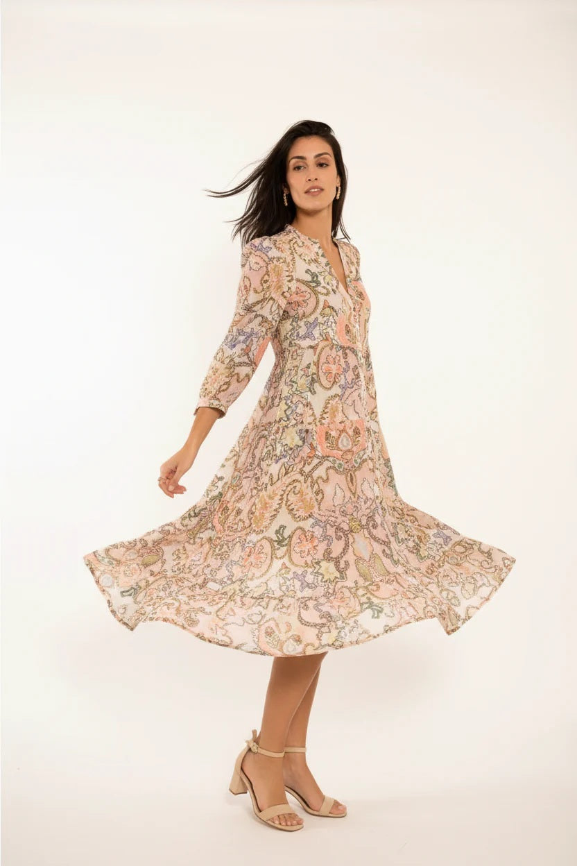 Choklate Paris Sienna Sommerkleid in Midi-Länge - Rose