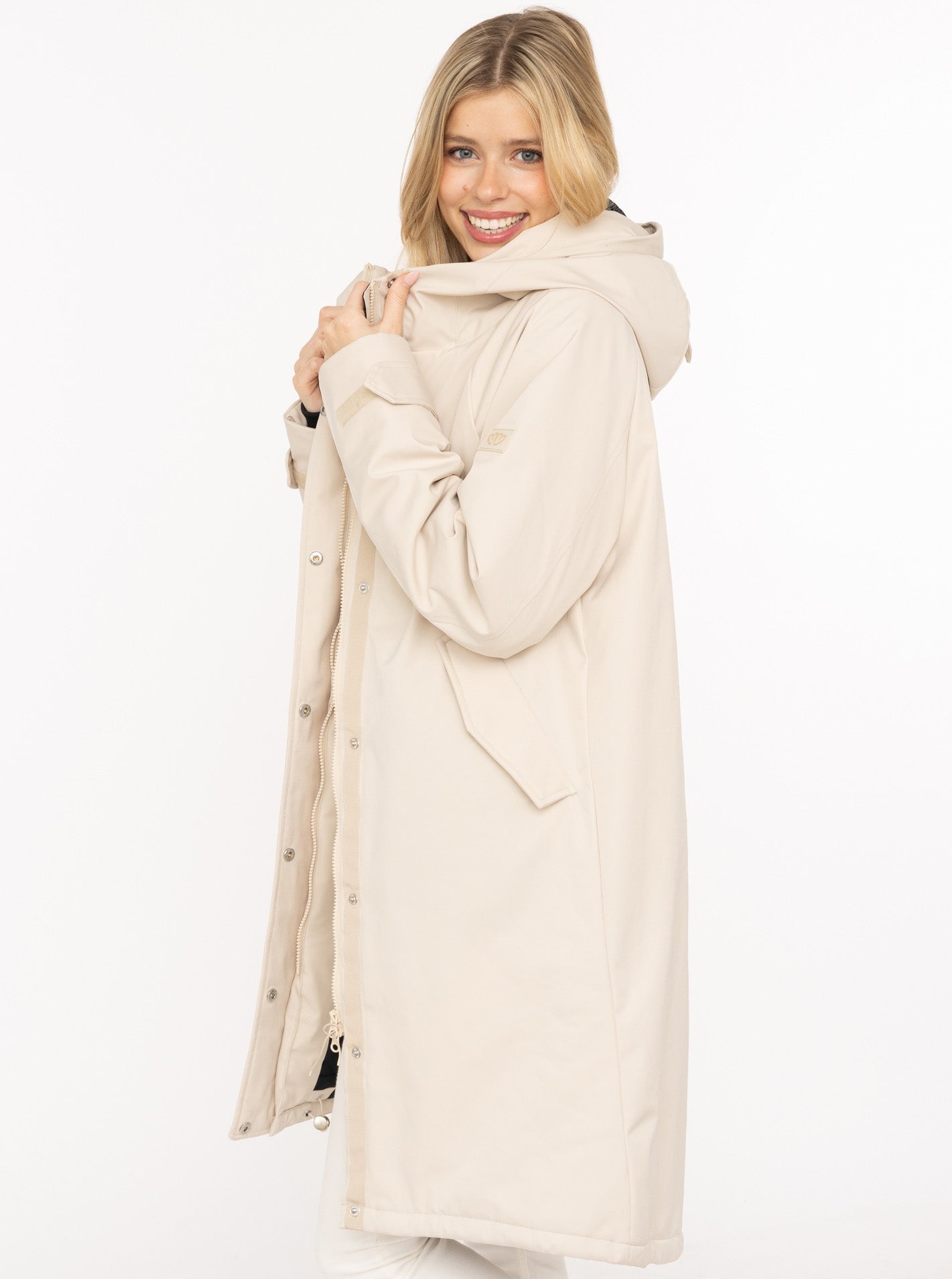 Zwillingsherz Parka "Keep Smiling" - Frühjahrs-Parka mit Kapuze in Beige