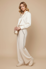 Produktbild - Rose Mode Strickhose mit vertikaler Strassstein-Linie