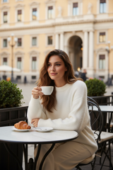 Produktbild - Zwillingsherz Kuscheliger Rundhalspullover Winter-Weiß im Café Genua