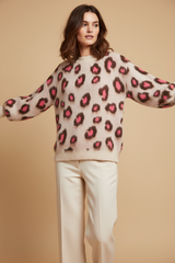 Produktbild - Zwillingsherz Leo Soft Kuschel-Pullover mit pinkfarbenen Akzenten