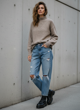 Pullover Lipy in Taupe - Cooler Streetstyle Look
