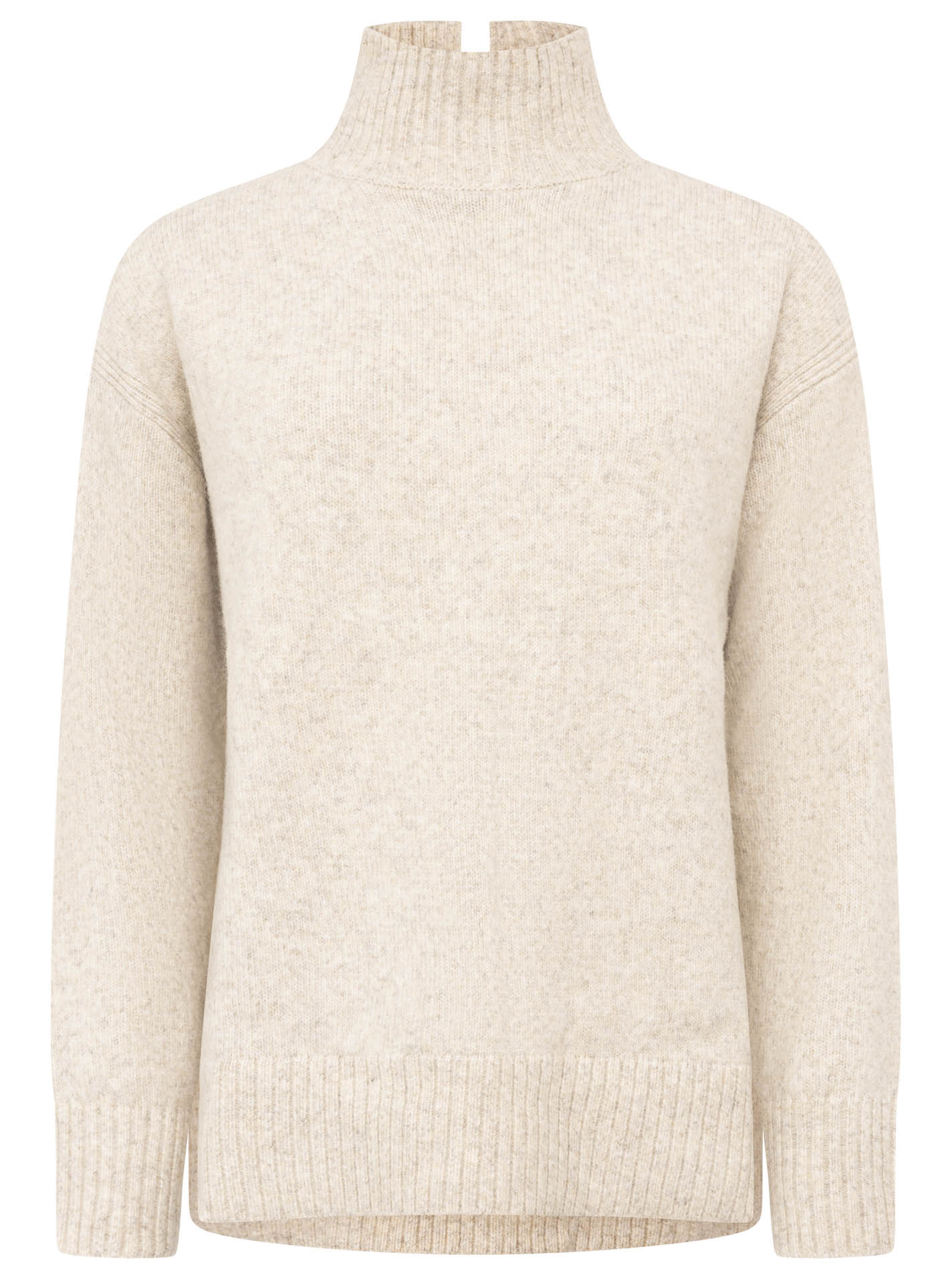 Zwillingsherz - Pullover "Uni"  Stehkragen mit Schlitzen - Beige