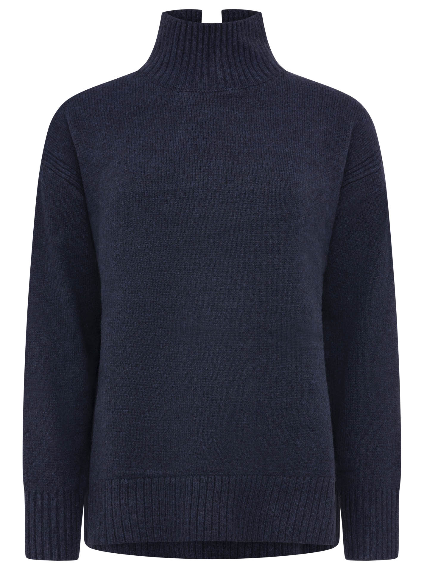 Zwillingsherz - Pullover "Uni"  Stehkragen mit Schlitzen - Dunkelblau