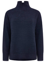 Zwillingsherz - Pullover "Uni"  Stehkragen mit Schlitzen - Dunkelblau