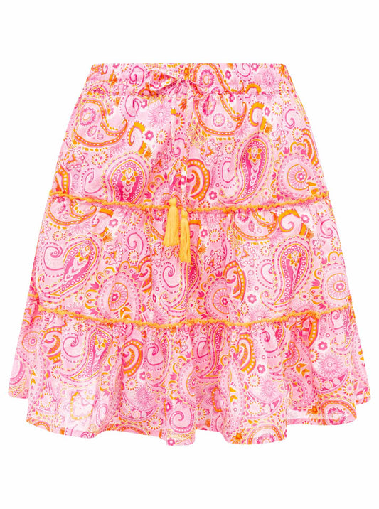 Zwillingsherz Sommerrock - Paisleyprint in Rosa/Pink, 100% Baumwolle