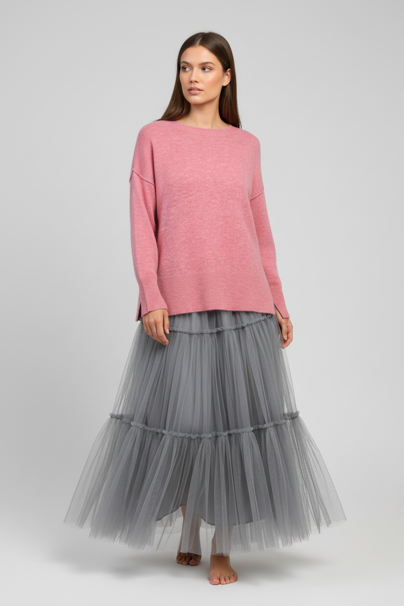 Rosa La Funky Pullover mit grauem Tüllrock