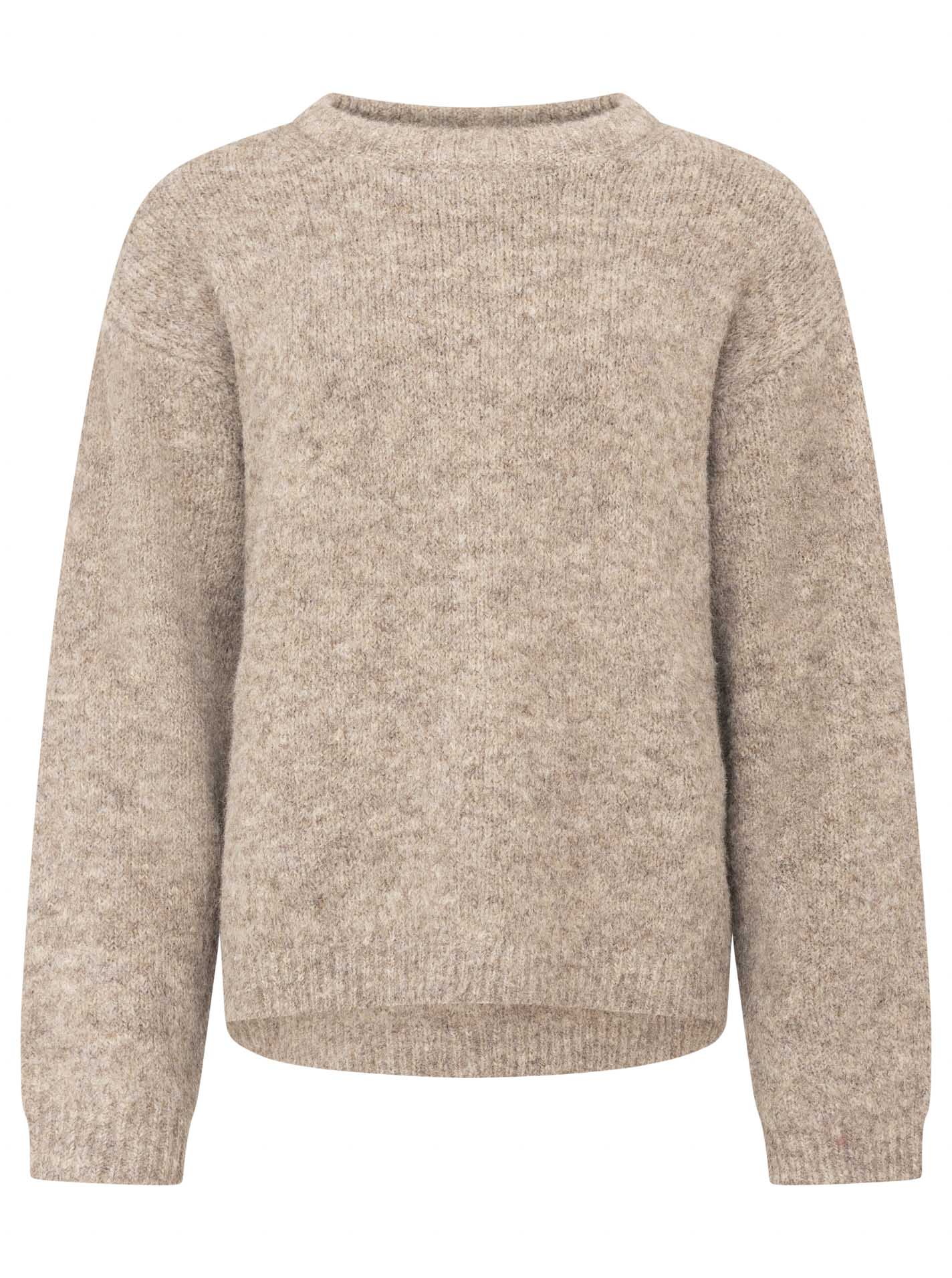 Zwillingsherz - Rundhalspullover - kuschlig weich - Taupe