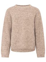 Zwillingsherz - Rundhalspullover - kuschlig weich - Taupe