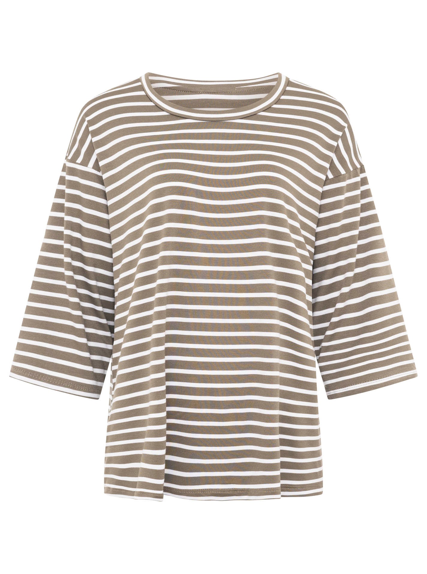 Zwillingsherz Streifen-Shirt - Maritimer Look aus Viskose - Mix - One Size - Khaki