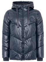Zwillingsherz Steppjacke in Metallic-Optik in Dunkelblau