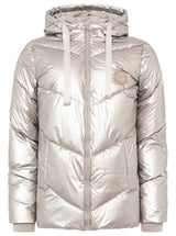 Zwillingsherz Steppjacke in Metallic-Optik in Silber
